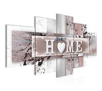 Runa Art - Tableau Home Coeur 200 x 100 cm 5 Parties XXL Decoration Murale Dessin Gris Rose 504551b