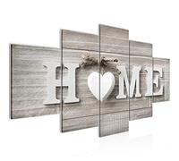 Runa Art - Tableau Home Coeur 200 x 100 cm 5 Parties XXL Decoration Murale Dessin Marron Beige 504451a