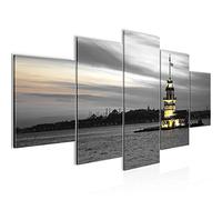 Runa Art - Tableau Istanbul Turquie 200 x 100 cm 5 Parties XXL Decoration Murale Dessin Noir Et Blanc 604151c