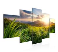 Runa Art - Tableau Lever du Soleil Paysage 200 x 100 cm 5 Parties XXL Decoration Murale Dessin Coloré 607051a