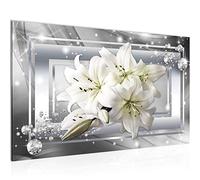 Runa Art Tableau Lis Fleurs Moderne Tableau Decoracion Murale - Abstrait Gris Beige Salle 021714c