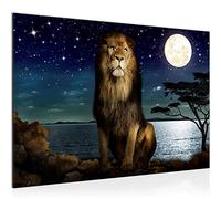 Runa Art Tableau Mural Afrique Lion Moderne Tableau Decoracion Murale - Ciel Nocturne Lune Bleu Salle 022915a
