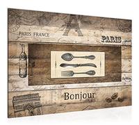 Runa Art Tableau mural Bois De Cuisine Moderne Tableau Decoracion Murale - Coutellerie vintage brun Salle 038015a