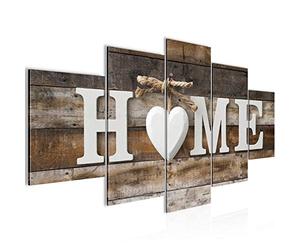 Runa Art Tableau mural Bois Home 5 Parties Impression sur Toile Intissee Decotation Salon Dire Citation Marron 014752b