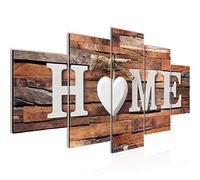 Runa Art Tableau mural Bois Home 5 Parties Impression sur Toile Intissee Decotation Salon Slogan Marron 014752c