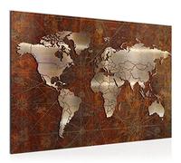 Runa Art Tableau mural Carte Du Monde Moderne Tableau Decoracion Murale - Antique Ancien Marron Salle 109015a