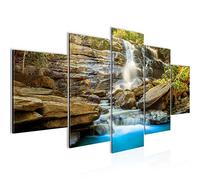 Runa Art Tableau mural Cascade 5 Parties Impression sur Toile Intissee Decotation Salon Montagnes La Nature Coloré 024552a