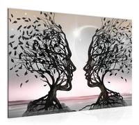 Runa Art Tableau mural Couple d'amoureux Moderne Tableau Decoracion Murale - Abstrait Arbre Gris Rose Salle 044815b