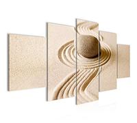 Runa Art Tableau Mural Feng Shui des Pierres 5 Parties Impression sur Toile Intissee Decotation Salon Zen Spa Beige 501452a