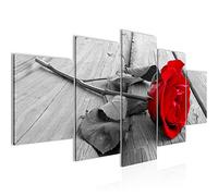 Runa Art Tableau mural Fleurs Des Roses 5 Parties Impression sur Toile Intissee Decotation Salon Bois Rouge Gris 204452a