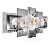Runa Art Tableau Mural Fleurs Orchidée 5 Parties Impression sur Toile Intissee Decotation Salon Abstrait Noir Et Blanc 206252c