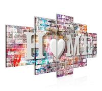 Runa Art Tableau mural Home 5 Parties Impression sur Toile Intissee Decotation Salon Brique Mur Look de Dierre Coloré 014852a