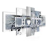 Runa Art Tableau mural Home Coeur 5 parties Impression sur Toile Intissee Decotation Salon Vintage Bleu Gris 504552c