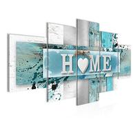 Runa Art Tableau mural Home Coeur 5 parties Impression sur Toile Intissee Decotation Salon Vintage Bleu Gris 504552a
