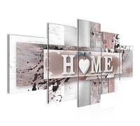 Runa Art Tableau mural Home Coeur 5 parties Impression sur Toile Intissee Decotation Salon Vintage Bleu Gris 504552b