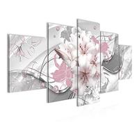 Runa Art Tableau mural Lis Fleurs 5 Parties Impression sur Toile Intissee Decotation Salon Abstrait Rose Gris 016152b