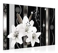 Runa Art Tableau mural Lis Fleurs Moderne Tableau Decoracion Murale - Abstrait Marron Beige Salle 008415c