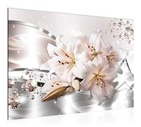 Runa Art Tableau mural Lis Fleurs Moderne Tableau Decoracion Murale - Diamant Beige Gris Salle 021815a