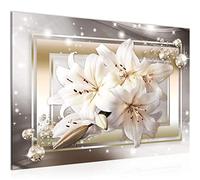 Runa Art Tableau Mural Lis Fleurs Moderne Tableau Decoracion Murale - Diamant Marron Beige Salle 021715a