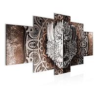 Runa Art Tableau mural Mandala Résumé 5 Parties Impression sur Toile Intissee Decotation Salon Boho Brun Beige 040152c