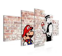 Runa Art Tableau mural Mario Cop Banksy 5 Parties Impression sur Toile Intissee Decotation Salon Art Marron 006552b