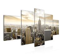 Runa Art Tableau mural New York City 5 Parties Impression sur Toile Intissee Decotation Salon Ville Horizon Marron 603452a