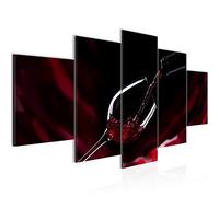 Runa Art Tableau mural Vin Cuisine 5 Parties Impression sur Toile Intissee Decotation Salon Salle à manger Verre Noir Rouge 042252a