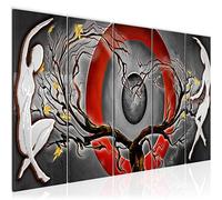 Runa Art Tableau mural XXL Abstrait Les Figures 200 x 80 cm Gris Rouge 5 Parties - 301055b