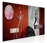 Runa Art Tableau mural XXL Abstrait Les Figures 200 x 80 cm Rouge Gris 5 Parties - 301155b