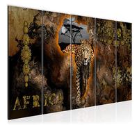 Runa Art Tableau mural XXL Afrique Carte 200 x 80 cm Marron 5 Parties - 022655a