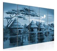 Runa Art Tableau mural XXL Afrique Massai 200 x 80 cm Orange 5 Parties - 000055b