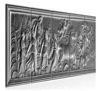 Runa Art Tableau mural XXL Antique Bas-Relief Rome 200 x 80 cm Argent 5 Parties - 025655b