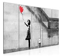 Runa Art Tableau mural XXL Banksy Ballon Fille 200 x 80 cm Rouge 5 Parties - 301655a