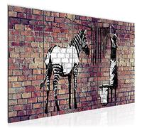 Runa Art Tableau mural XXL Banksy Lavant Zèbre 200 x 80 cm Marron 5 Parties - 012955b