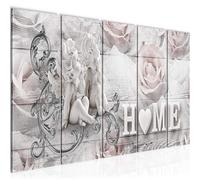 Runa Art Tableau mural XXL Bois De Maison 200 x 80 cm Rose gris 5 parties - 026155b