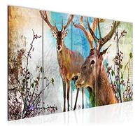 Runa Art Tableau mural XXL Cerf Abstrait 200 x 80 cm Coloré 5 Parties - 012055a