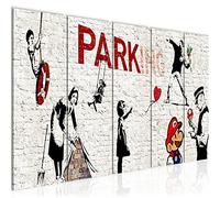 Runa Art Tableau mural XXL Collage Banksy 200 x 80 cm Blanc 5 Parties - 013255a