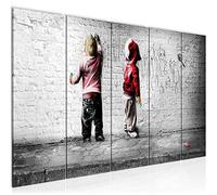 Runa Art Tableau mural XXL Enfants 200 x 80 cm Noir Et Blanc 5 Parties Street art Graffiti - 039255c
