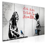 Runa Art Tableau mural XXL Enfants Noir et blanc 5 Parties Street Art - 040655a