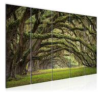 Runa Art Tableau mural XXL Forêt Paysage 200 x 80 cm Vert 5 Parties - 609955a