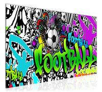Runa Art Tableau mural XXL Graffiti Football 200 x 80 cm Coloré 5 Parties - 402655a