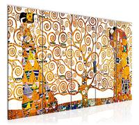 Runa Art Tableau mural XXL Gustav Klimt Arbre De Vie 200 x 80 cm Jaune 5 Parties - 700055a