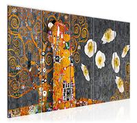 Runa Art Tableau mural XXL Gustav Klimt Le Baiser 200 x 80 cm Gris Jaune 5 Parties - 021555c