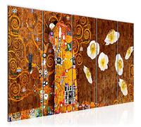 Runa Art Tableau Mural XXL Gustav Klimt Le Baiser 200 x 80 cm Or 5 Parties - 021555a