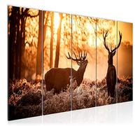 Runa Art Tableau mural XXL Hiver Cerf 200 x 80 cm Orange 5 Parties - 003855a