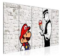 Runa Art Tableau Mural XXL Mario Cop Banksy 200 x 80 cm Blanc 5 Parties - 006555a