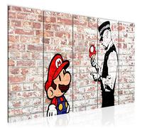 Runa Art Tableau mural XXL Mario Cop Banksy 200 x 80 cm Marron 5 Parties - 006555b