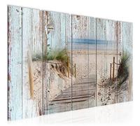 Runa Art Tableau mural XXL Plage Ancien 200 x 80 cm Bleu Beige 5 Parties - 606155a