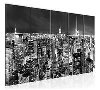 Runa Art Tableau mural XXL Skyline De New York 200 x 80 cm Noir et blanc 5 parties - 036255c