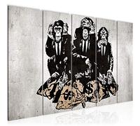 Runa Art Tableau mural XXL Trois Singes 200 x 80 cm Gris 5 Parties - 303455b